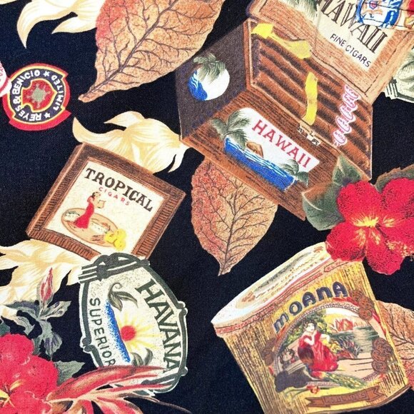 Kalaheo Hawaiian Shirt Mens Size XL Vintage Cigar Pattern Pullover Cotton Rayon - Picture 7 of 11